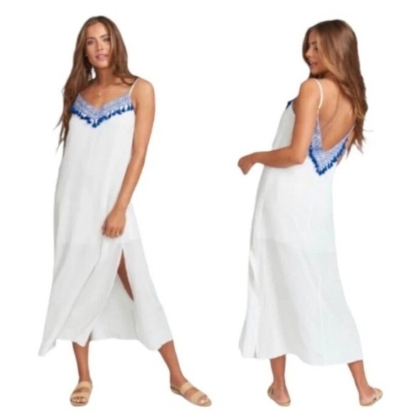 NEW‎ Show Me Your Mumu Angelica Slip Maxi Dress Tassel Sleeveless White Large - Picture 1 of 12